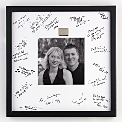 A framed picture with an autographed matte is a fun way to keep your guests'