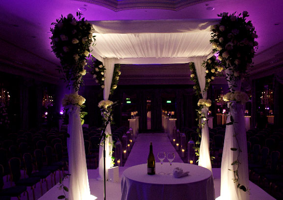 Arbors aren 39t just for outdoor weddings Dramatic fabric arbor from